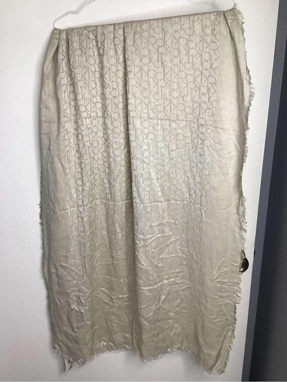 Calvin Klein Cream Logo Jacquard Scarf